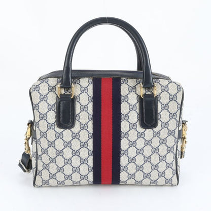 Vintage Old Gucci GG Supreme Leather 2WAY Handbag Mini Boston Shoulder Women