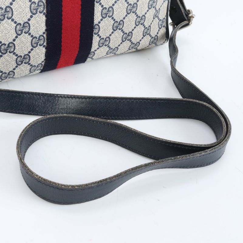 Vintage Old Gucci GG Supreme Leather 2WAY Handbag Mini Boston Shoulder Women