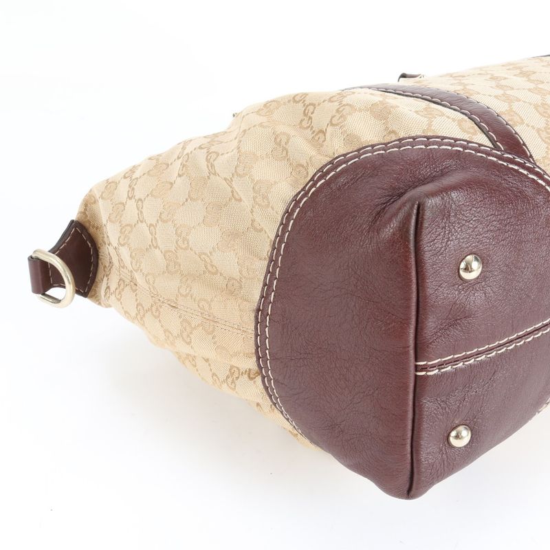 Gucci GG Canvas Leather Tote Bag Boston Shoulder Hand A4 Brown 189892 Women's