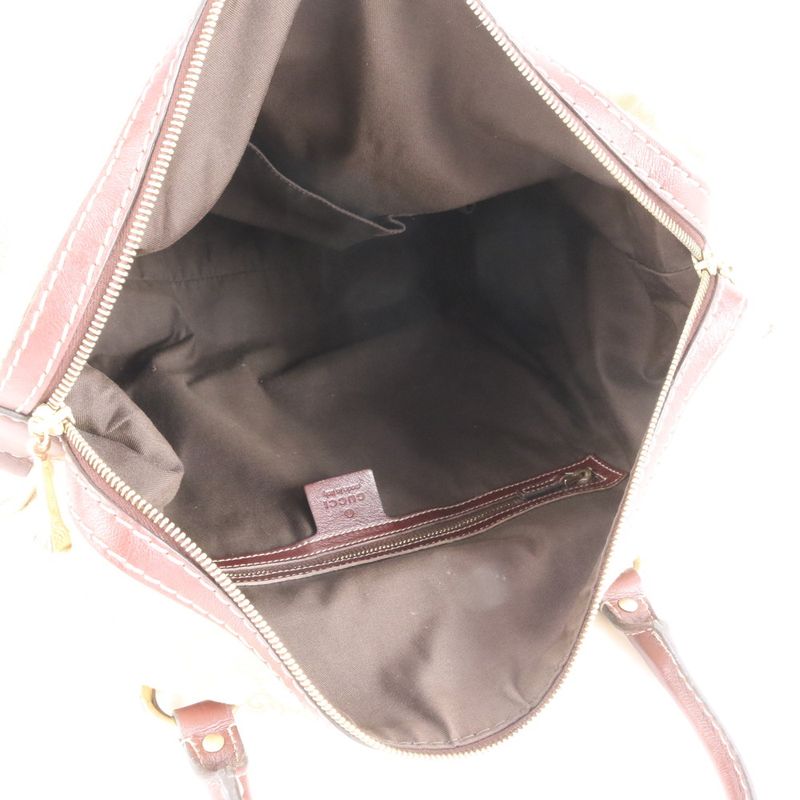 Gucci GG Canvas Leather Tote Bag Boston Shoulder Hand A4 Brown 189892 Women's