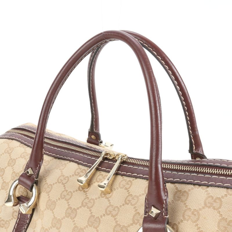 Gucci GG Canvas Leather Tote Bag Boston Shoulder Hand A4 Brown 189892 Women's