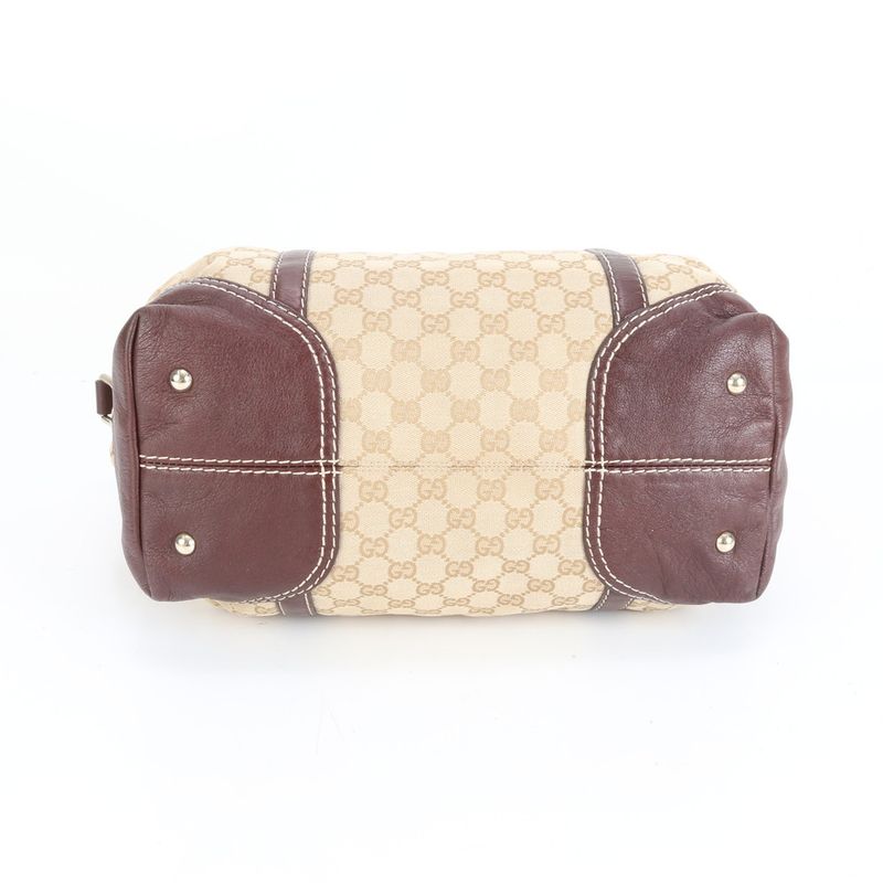 Gucci GG Canvas Leather Tote Bag Boston Shoulder Hand A4 Brown 189892 Women's