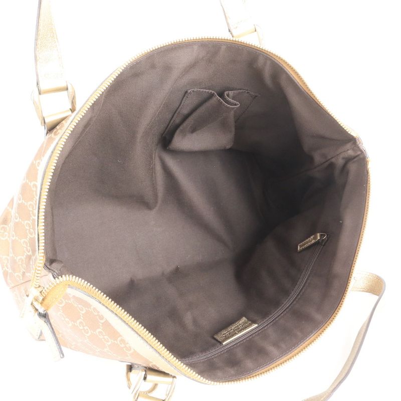 Gucci GG Canvas Abby 141470 Leather Tote Bag Shoulder Hand Brown Women's ERE