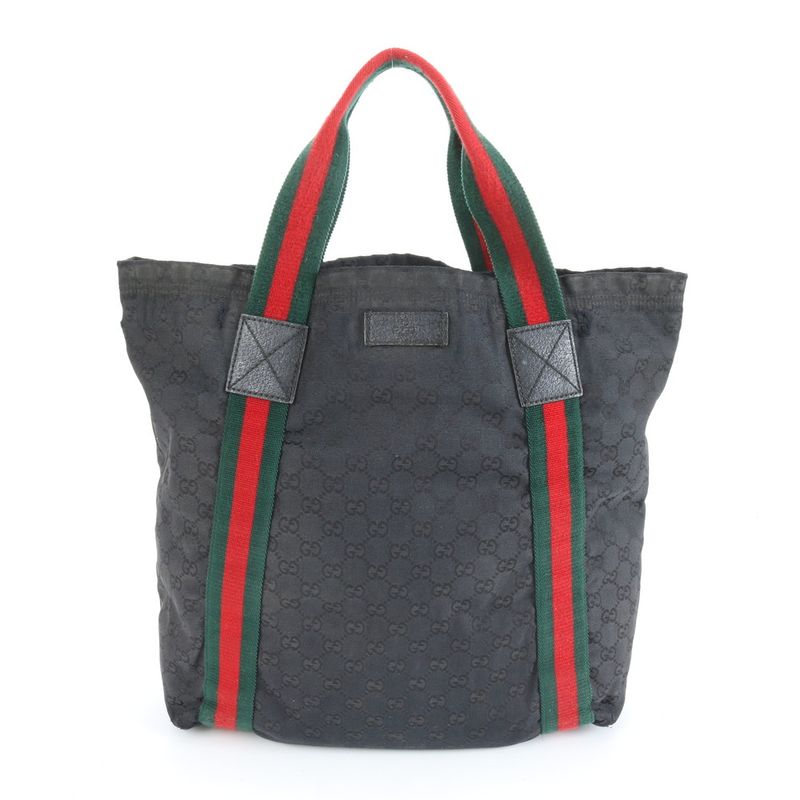 Gucci GG Canvas Sherry Line 189669 Leather Tote Bag Shoulder Business Commuter