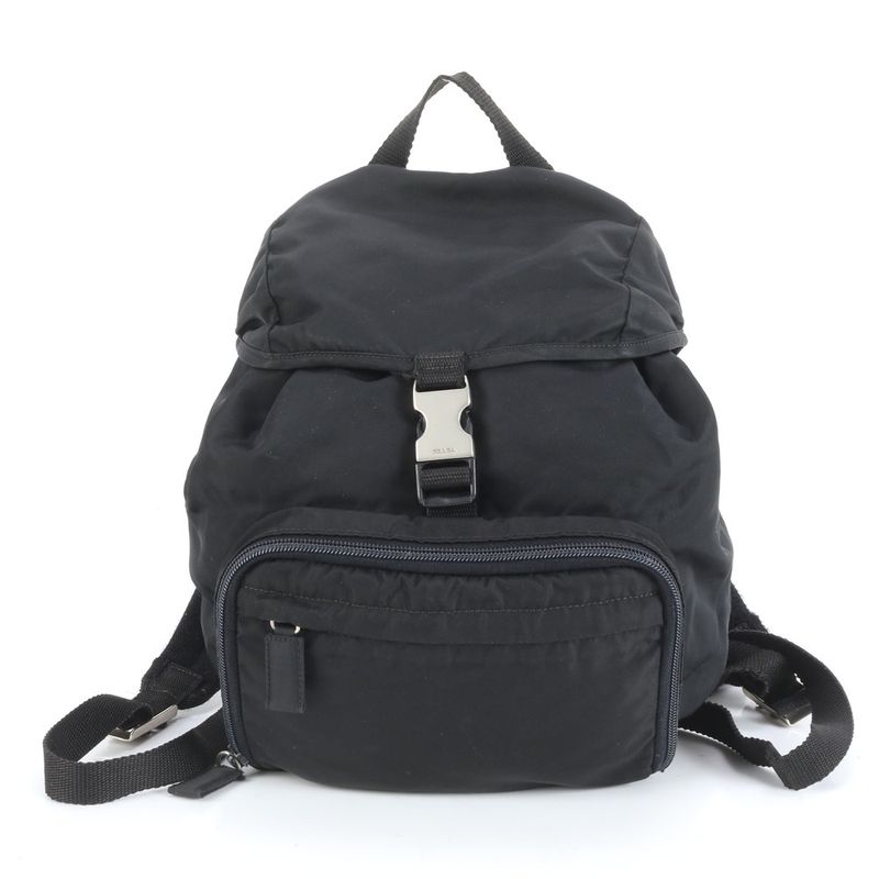 Prada Tessuto Nylon Triangle Logo Backpack Sac Backpack Black Silver Hardware