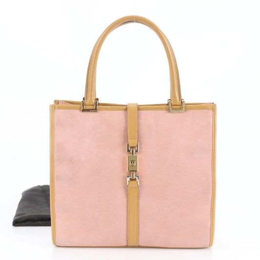 Aoyama Store Gucci With Control Card Jackie Leather Handbag Square Tote Pink