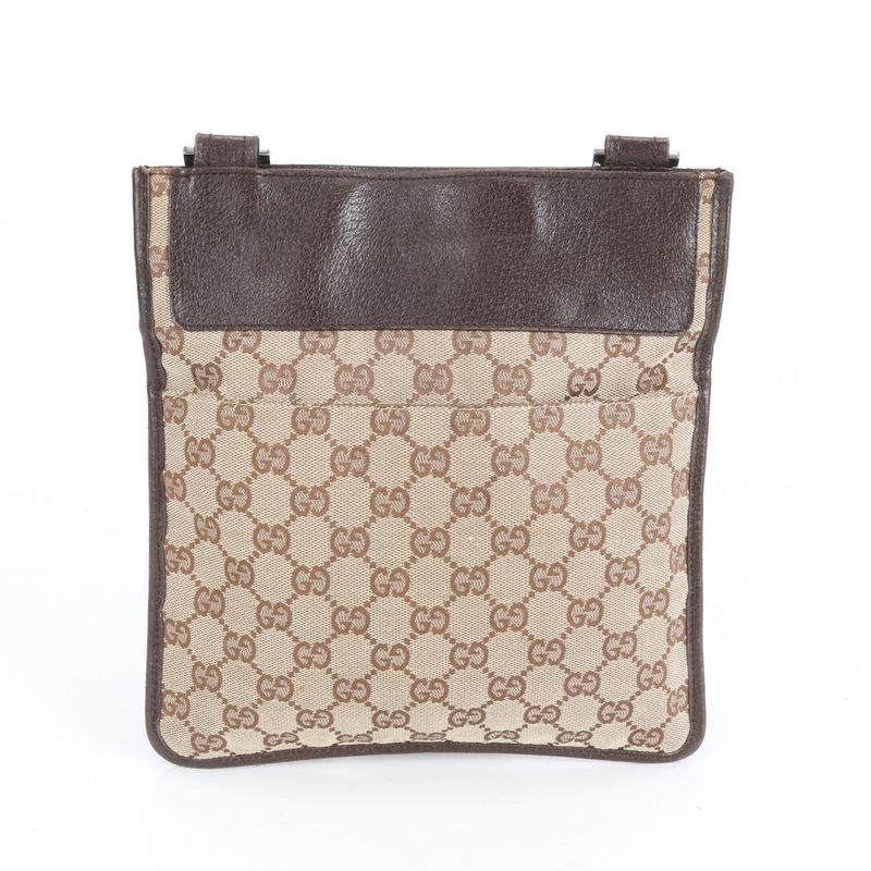 Gucci GG Canvas Sherry Line Leather Shoulder Bag Crossbody 27639 Genuine