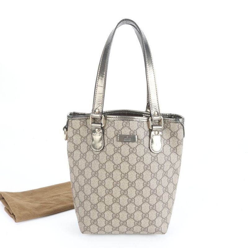 Gucci GG Supreme Leather Bucket Tote Bag Shoulder Hand 189897 Gold Hardware