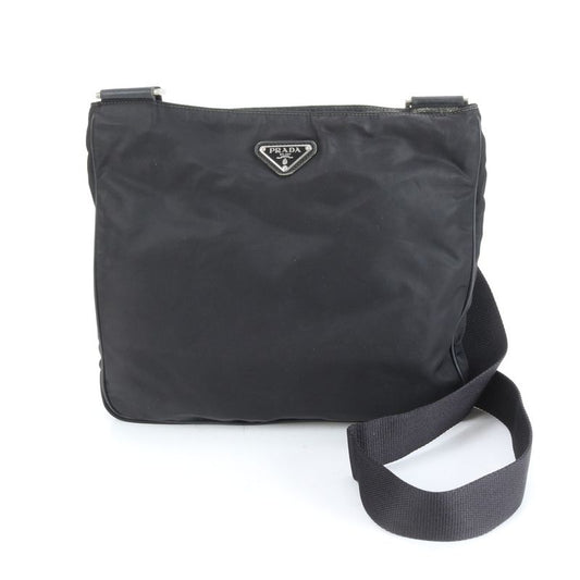 Prada Tessuto Nylon Triangle Logo Leather Shoulder Bag Crossbody Messenger