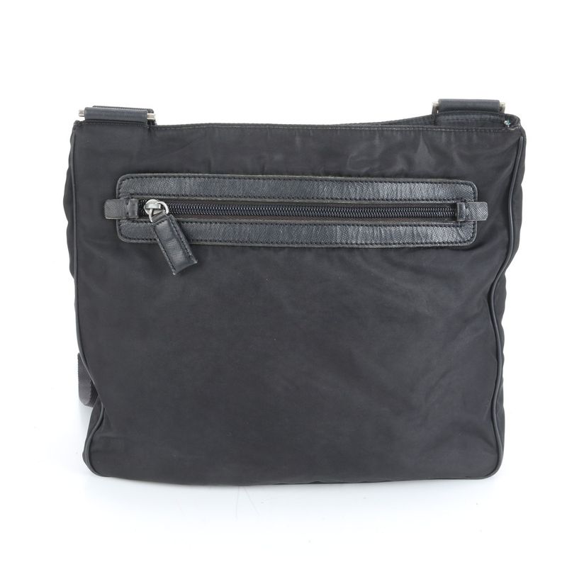 Prada Tessuto Nylon Triangle Logo Leather Shoulder Bag Crossbody Messenger
