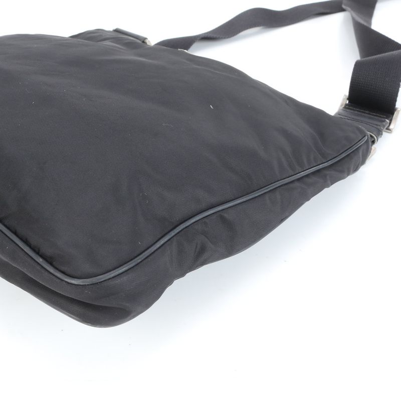 Prada Tessuto Nylon Triangle Logo Leather Shoulder Bag Crossbody Messenger