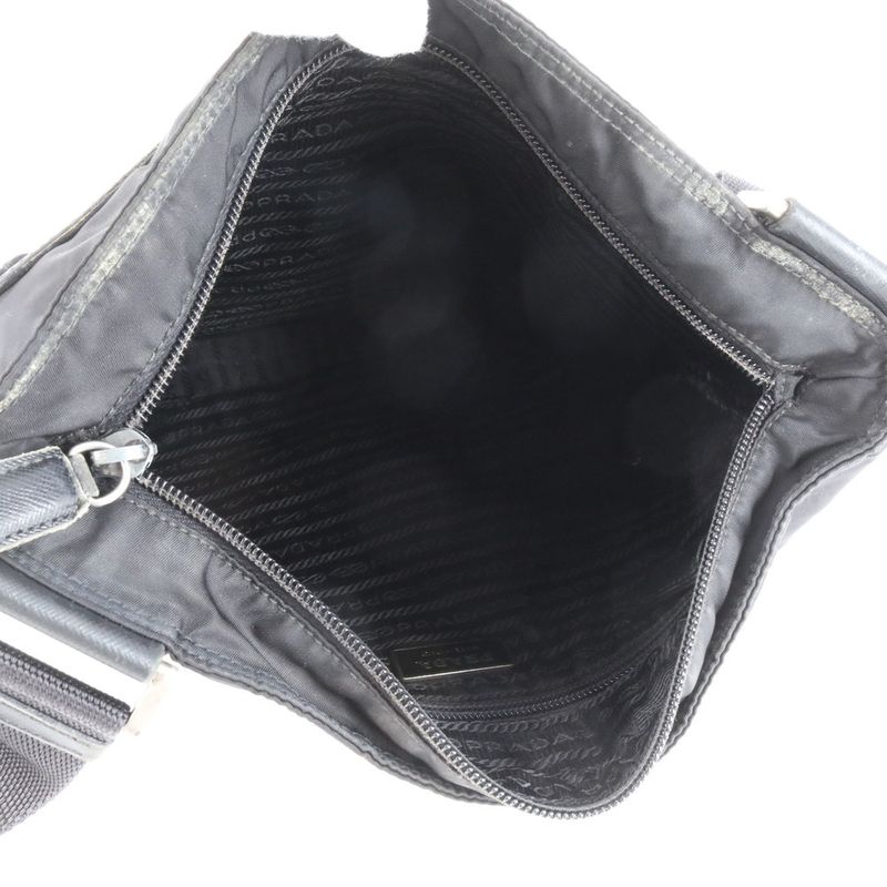 Prada Tessuto Nylon Triangle Logo Leather Shoulder Bag Crossbody Messenger