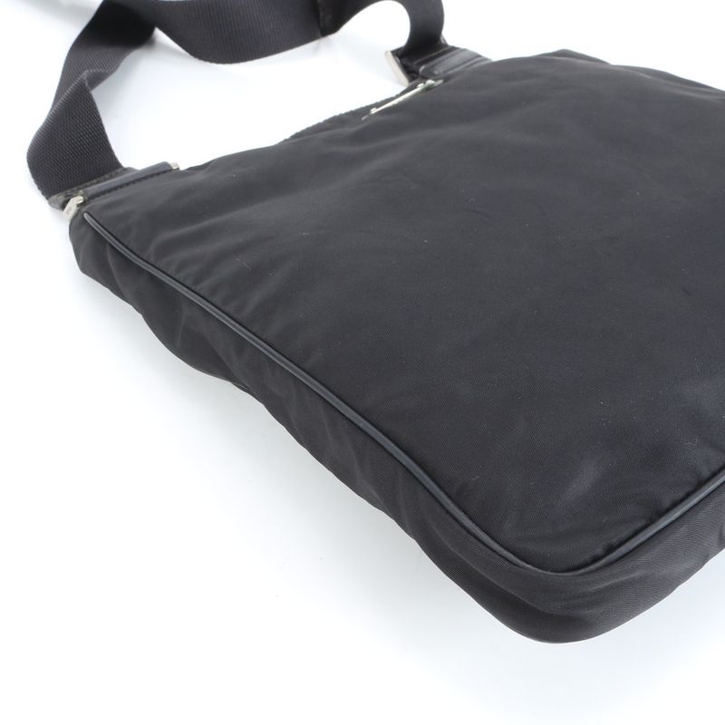 Prada Tessuto Nylon Triangle Logo Leather Shoulder Bag Crossbody Messenger