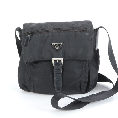 Prada Tessuto Nylon Triangle Logo Leather Shoulder Bag Crossbody Messenger