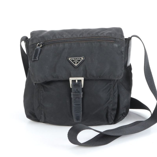 Prada Tessuto Nylon Triangle Logo Leather Shoulder Bag Crossbody Messenger