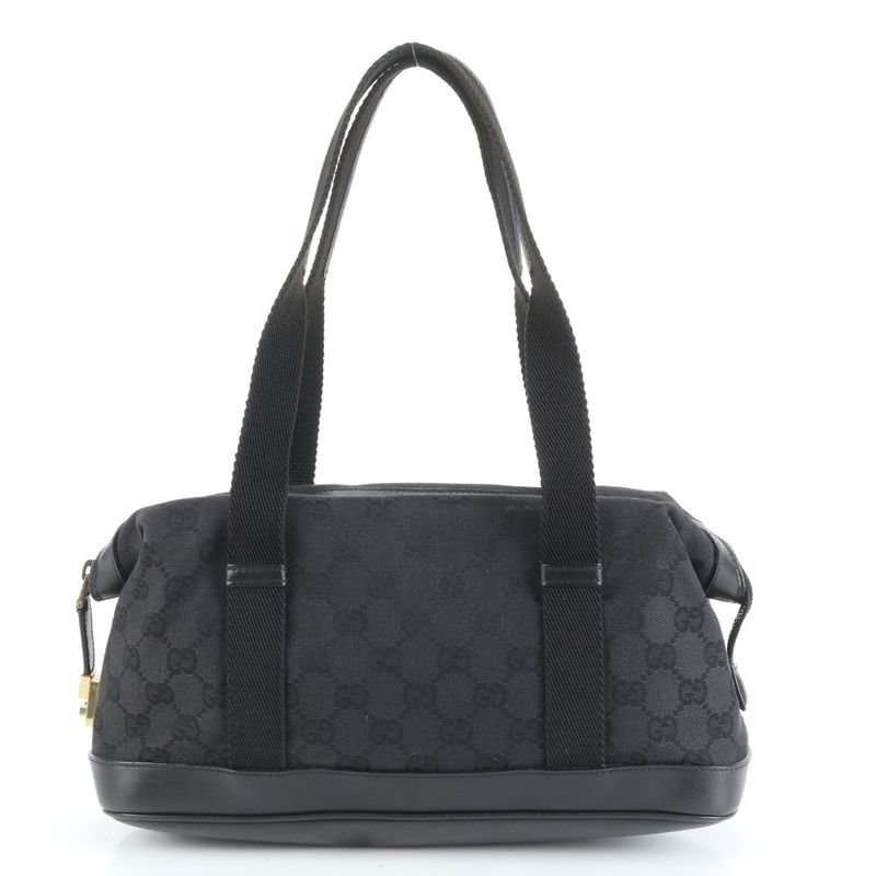 Gucci GG Canvas 92734 Leather Tote Bag Mini Boston Shoulder Hand Black Women's