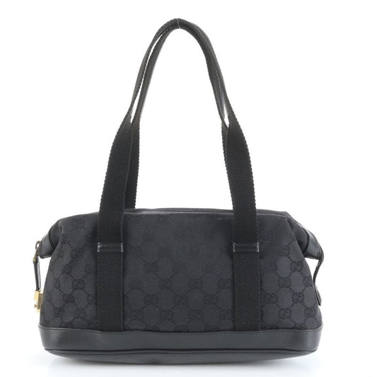 Gucci GG Canvas 92734 Leather Tote Bag Mini Boston Shoulder Hand Black Women's