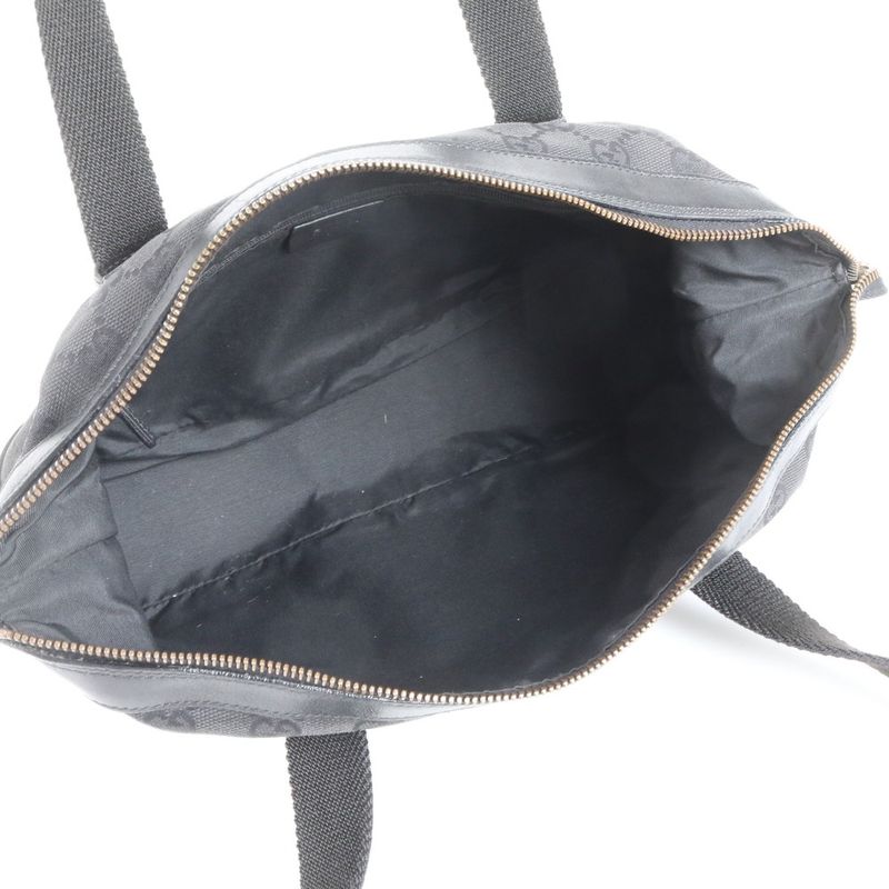 Gucci GG Canvas 92734 Leather Tote Bag Mini Boston Shoulder Hand Black Women's