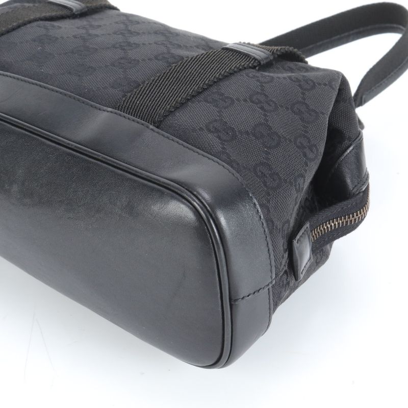 Gucci GG Canvas 92734 Leather Tote Bag Mini Boston Shoulder Hand Black Women's