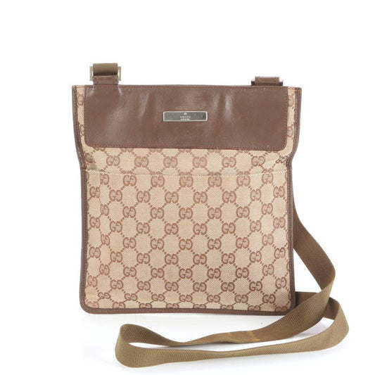 Gucci GG Canvas Leather Shoulder Bag Crossbody Messenger Business Commuter