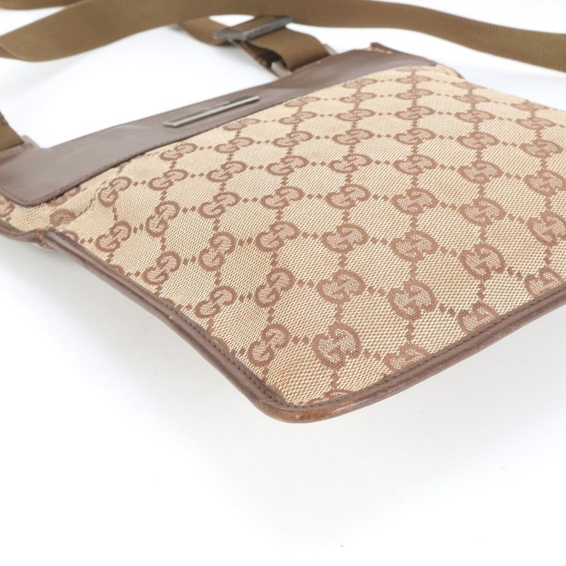 Gucci GG Canvas Leather Shoulder Bag Crossbody Messenger Business Commuter