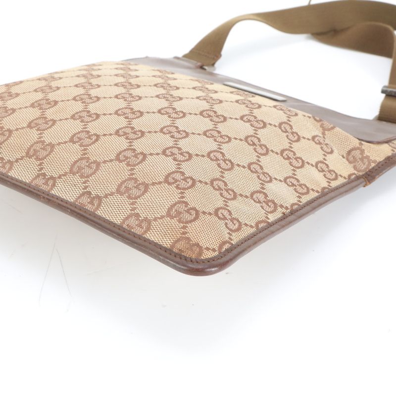Gucci GG Canvas Leather Shoulder Bag Crossbody Messenger Business Commuter
