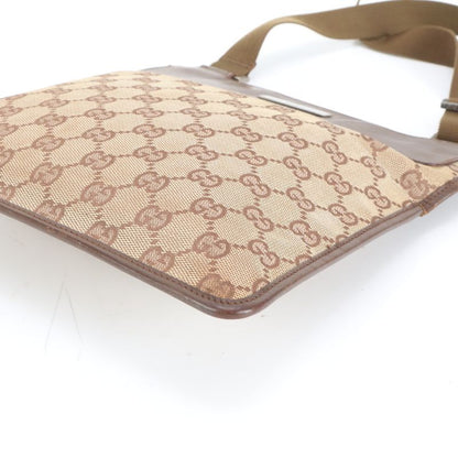 Gucci GG Canvas Leather Shoulder Bag Crossbody Messenger Business Commuter