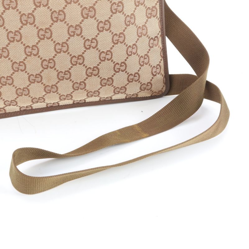 Gucci GG Canvas Leather Shoulder Bag Crossbody Messenger Business Commuter