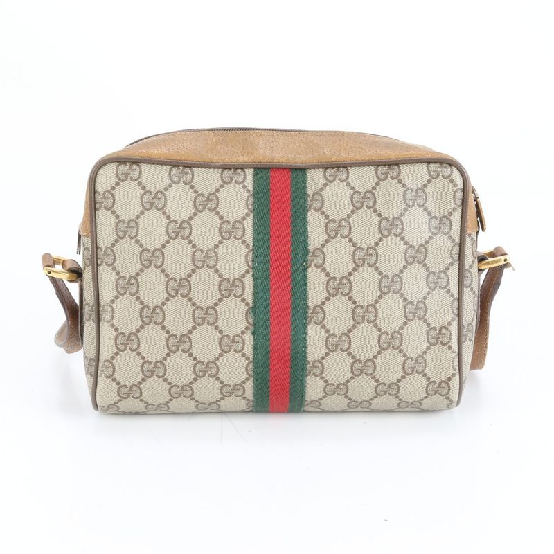 Vintage Old Gucci GG Supreme Sherry Line Leather Shoulder Bag Crossbody 98 02