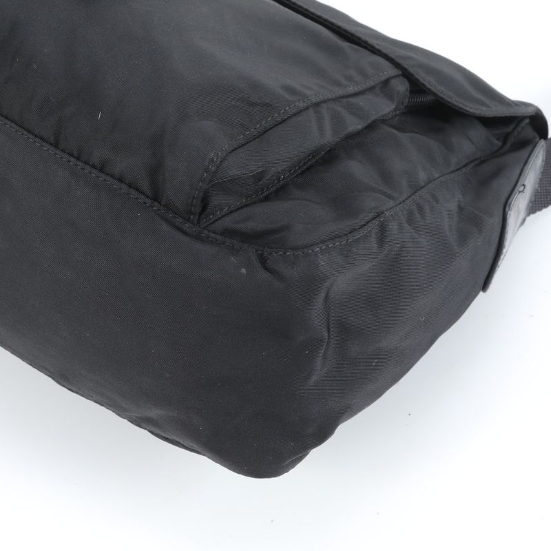 Prada Tessuto Nylon Triangle Logo Leather Shoulder Bag Crossbody Messenger