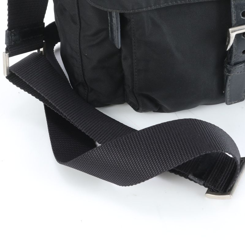 Prada Tessuto Nylon Triangle Logo Leather Shoulder Bag Crossbody Messenger