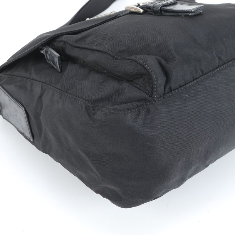 Prada Tessuto Nylon Triangle Logo Leather Shoulder Bag Crossbody Messenger