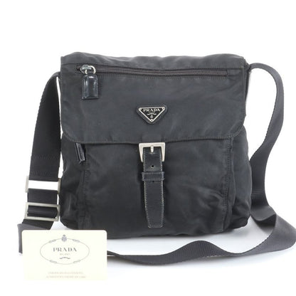 Prada Tessuto Nylon Triangle Logo B5469f Leather Shoulder Bag Crossbody