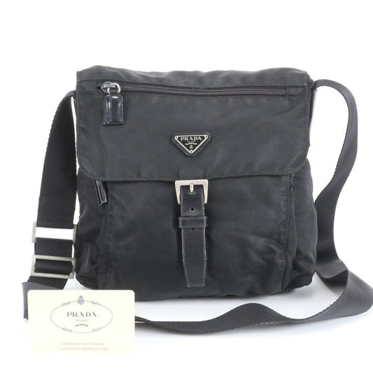 Prada Tessuto Nylon Triangle Logo B5469f Leather Shoulder Bag Crossbody