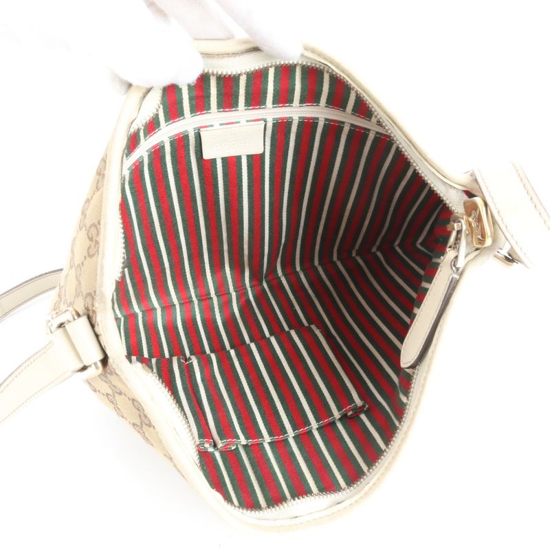 Gucci GG Canvas New Brit 169998 Leather Shoulder Bag Crossbody Tote Women's ERE