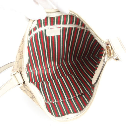 Gucci GG Canvas New Brit 169998 Leather Shoulder Bag Crossbody Tote Women's ERE