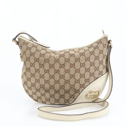 Gucci GG Canvas New Brit 169998 Leather Shoulder Bag Crossbody Tote Women's ERE