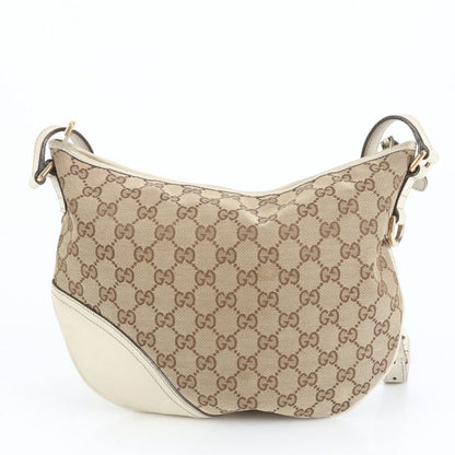 Gucci GG Canvas New Brit 169998 Leather Shoulder Bag Crossbody Tote Women's ERE