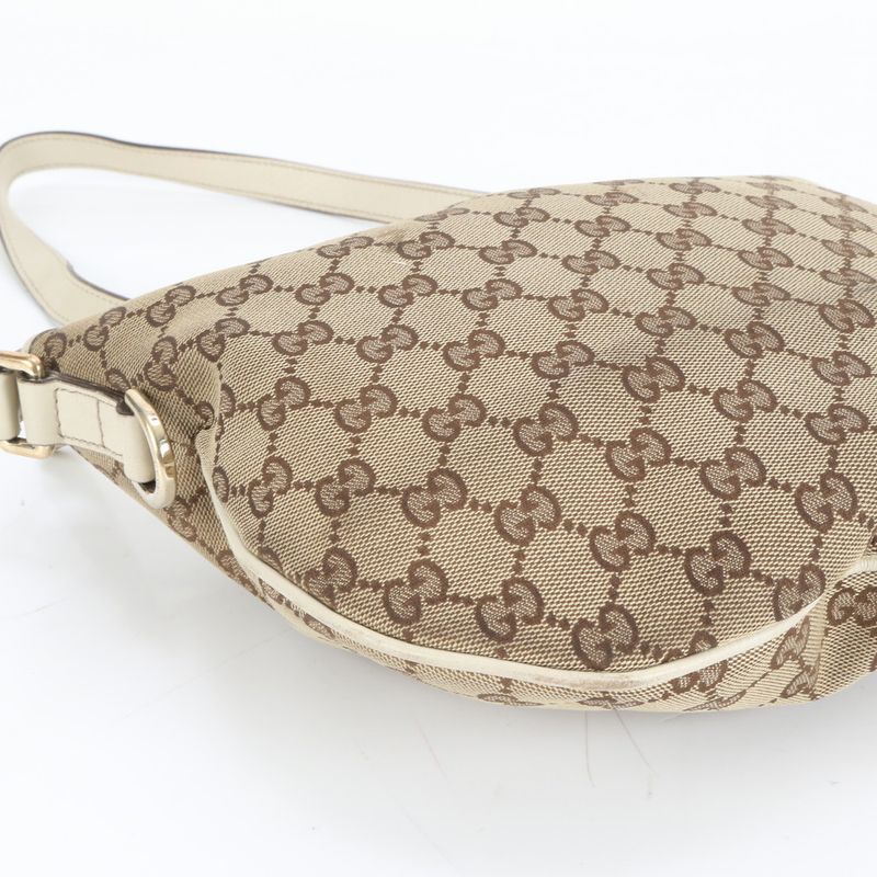 Gucci GG Canvas New Brit 169998 Leather Shoulder Bag Crossbody Tote Women's ERE