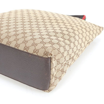 Gucci GG Canvas Sherry Line Leather Tote Bag Shoulder Business Commuter