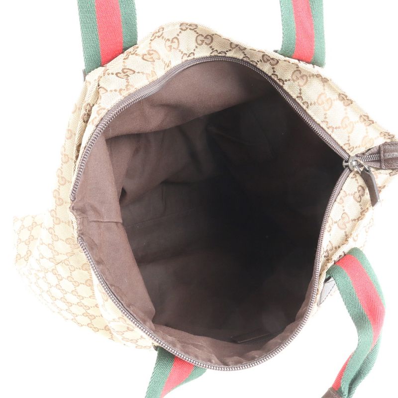 Gucci GG Canvas Sherry Line Leather Tote Bag Shoulder Business Commuter