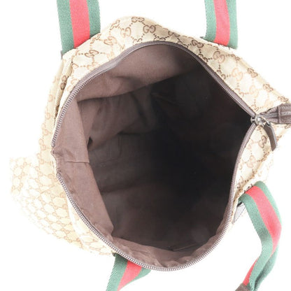 Gucci GG Canvas Sherry Line Leather Tote Bag Shoulder Business Commuter