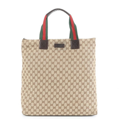 Gucci GG Canvas Sherry Line Leather Tote Bag Shoulder Business Commuter