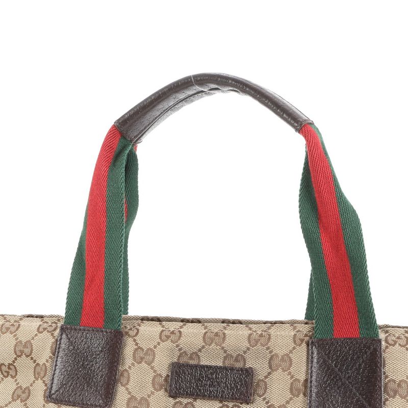 Gucci GG Canvas Sherry Line Leather Tote Bag Shoulder Business Commuter