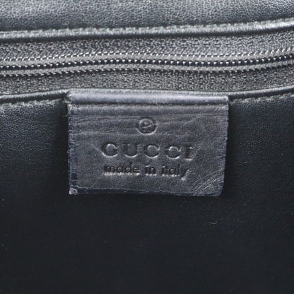 Gucci GG Canvas Leather Tote Bag Shoulder Hand Silver Hardware Black 002-1053