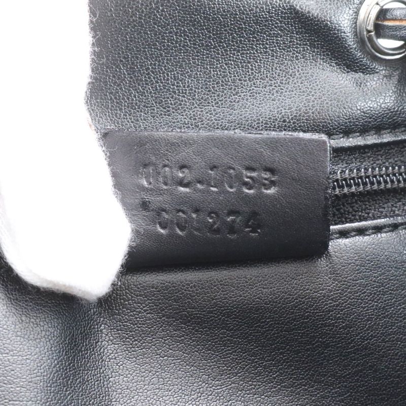 Gucci GG Canvas Leather Tote Bag Shoulder Hand Silver Hardware Black 002-1053