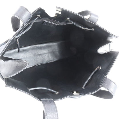 Gucci GG Canvas Leather Tote Bag Shoulder Hand Silver Hardware Black 002-1053