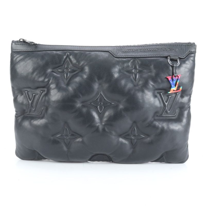 Louis Vuitton Monogram Embossed Pochette A4 Lambskin Leather Second Bag Clutch