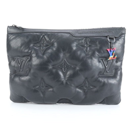 Louis Vuitton Monogram Embossed Pochette A4 Lambskin Leather Second Bag Clutch