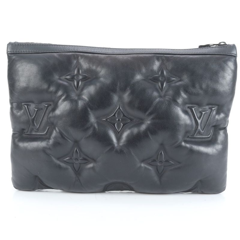 Louis Vuitton Monogram Embossed Pochette A4 Lambskin Leather Second Bag Clutch